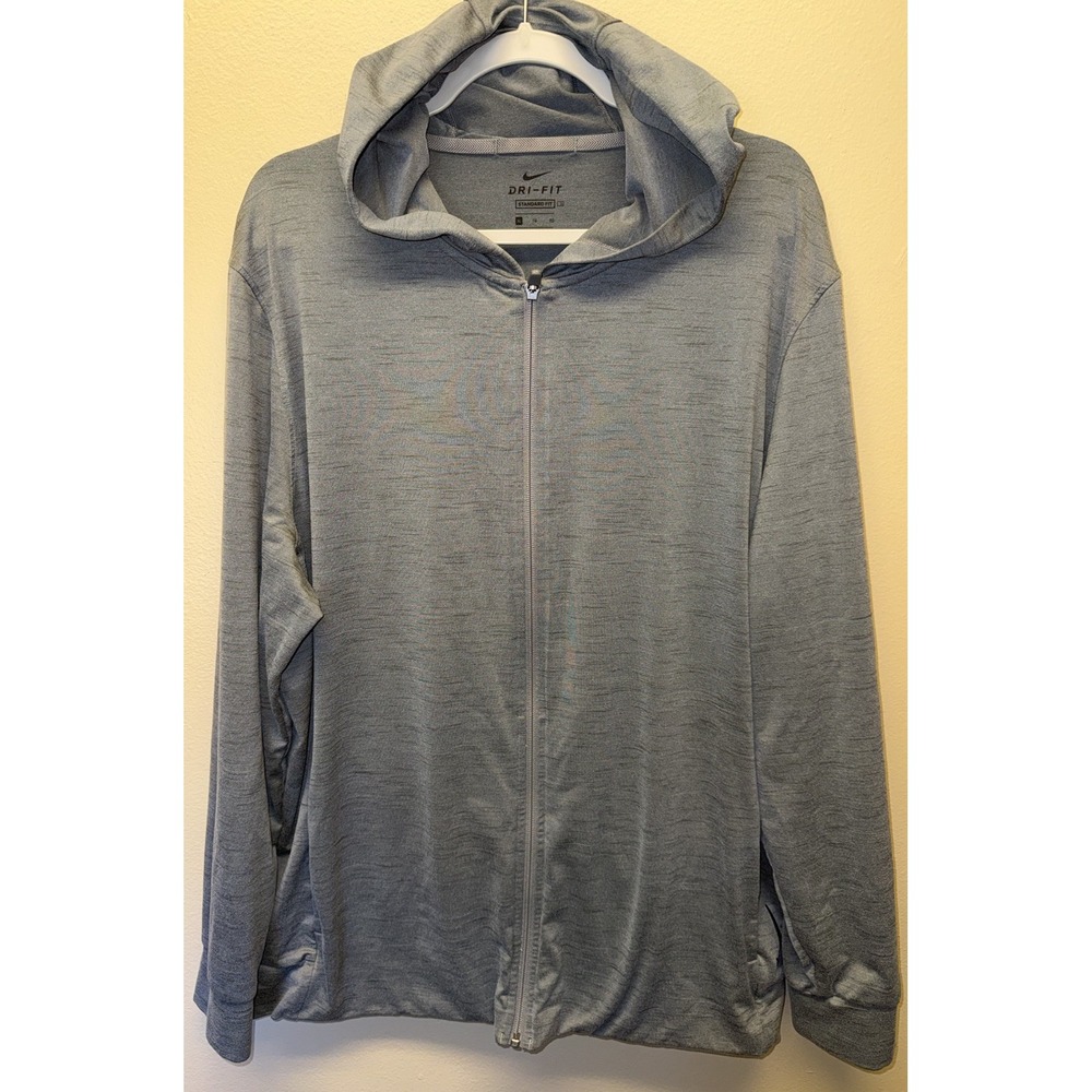 Nike Yoga Hoodie Gray Dri-FIT Full Zip Lightweight Jacket Long Sleeve MENS XL